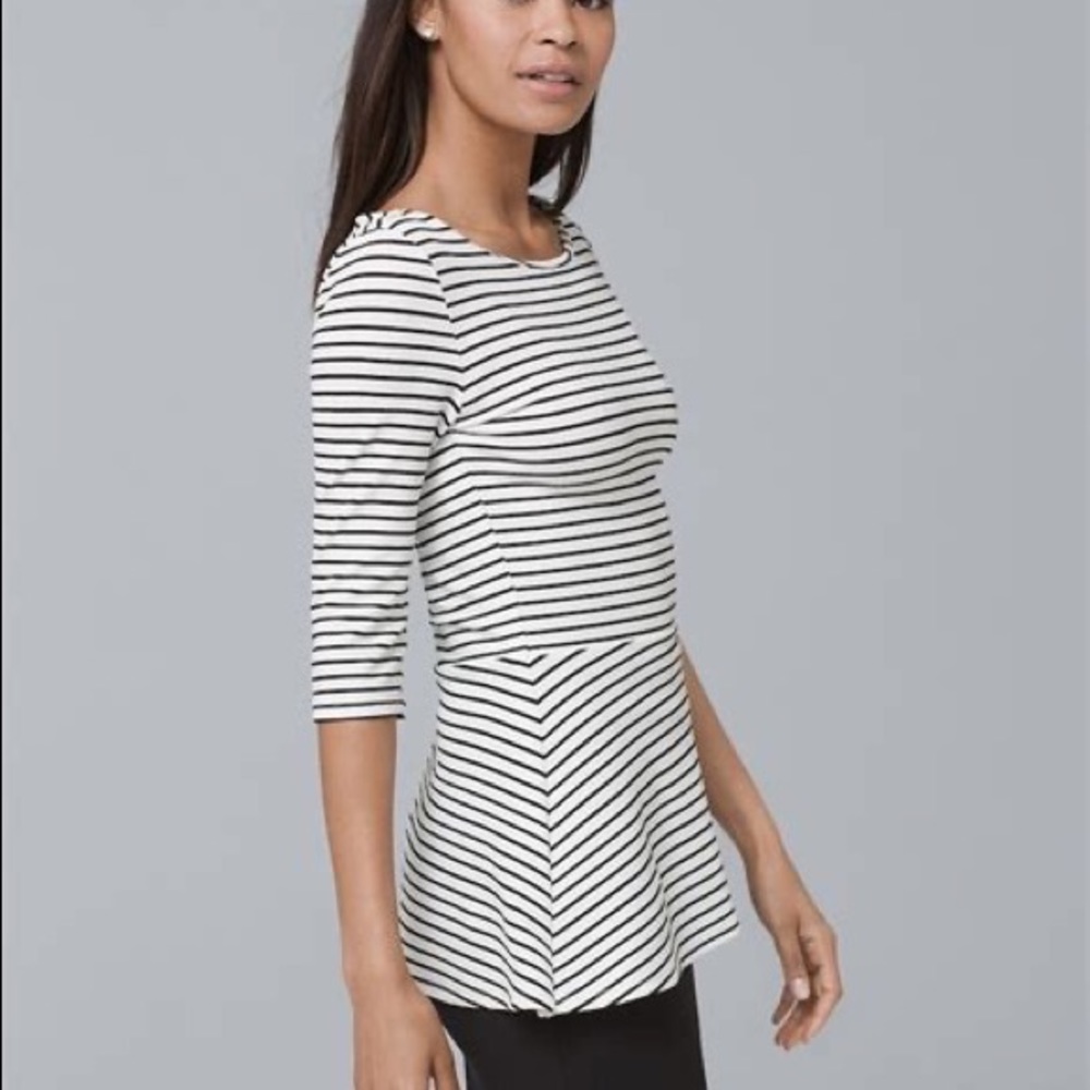 White House Black Market Top | peplum-stripe bodice top | Size XS
